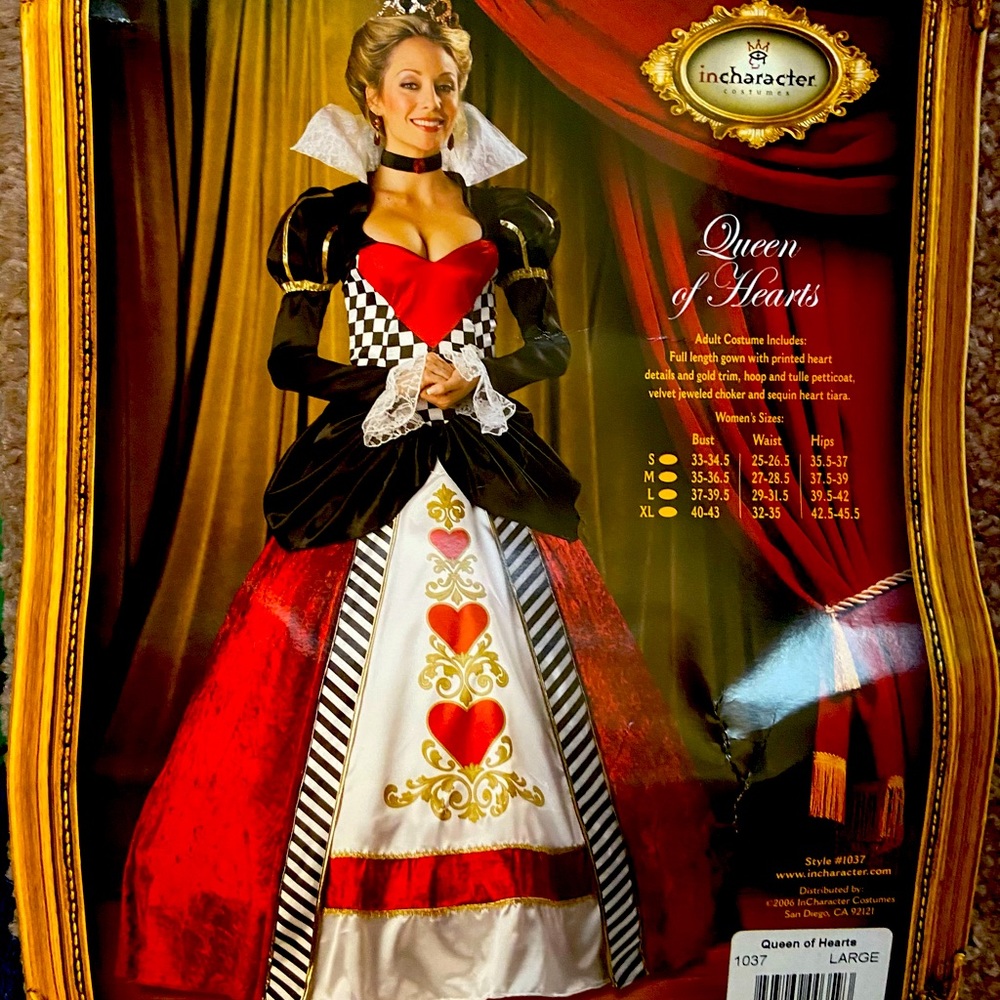 Incharachter Queen of Hearts Costume Dress LARGE